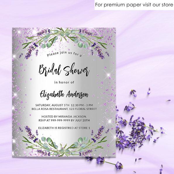 Bridal Shower silver lavender budget Invitations