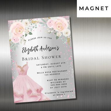 Bridal Shower silver pink dress glitter luxury Magnetic Invitations