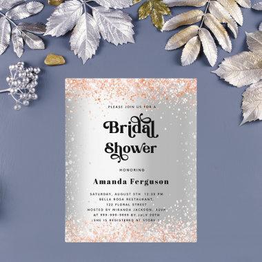 Bridal shower silver rose gold budget Invitations flyer