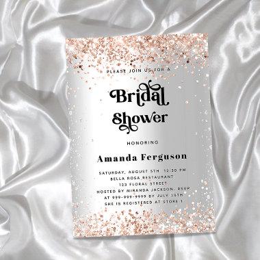 Bridal shower silver rose gold elegant invitation postInvitations