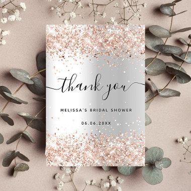 Bridal Shower silver rose gold glitter Thank You Invitations