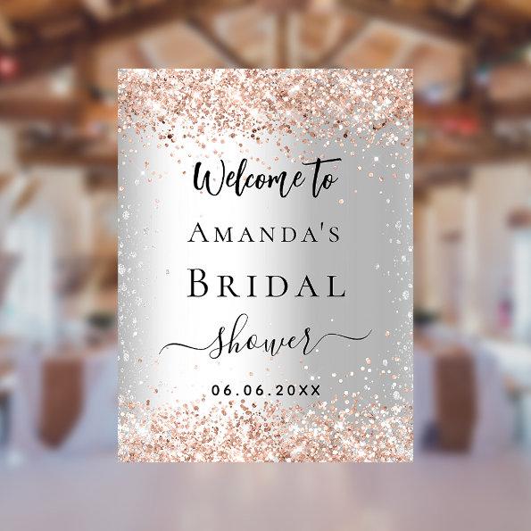 Bridal Shower silver rose gold glitter welcome Poster