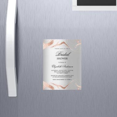 Bridal shower silver rose gold marble luxury magnetic Invitations