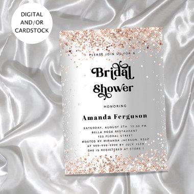 Bridal shower silver rose gold modern Invitations