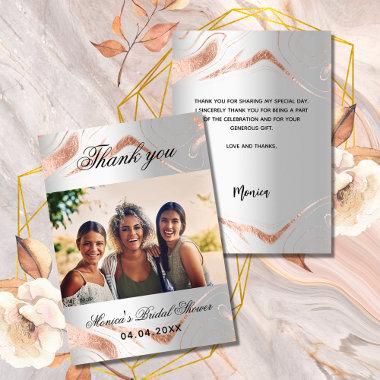 Bridal Shower silver rose photo thank you Invitations