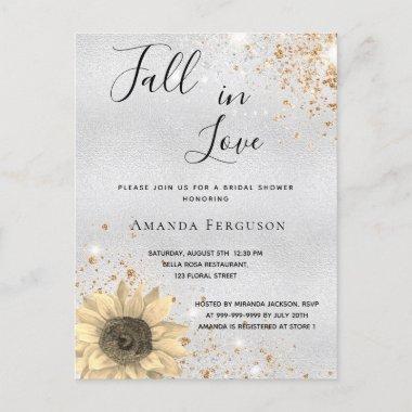 Bridal shower silver rustic sunflower fall invitation postInvitations