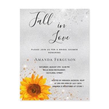 Bridal shower silver sunflower fall invitation postInvitations