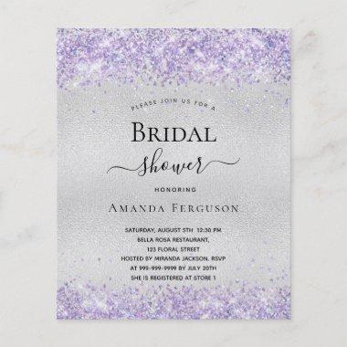 Bridal shower silver violet budget Invitations flyer