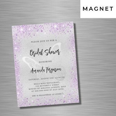 Bridal shower silver violet butterfly luxury magnetic Invitations
