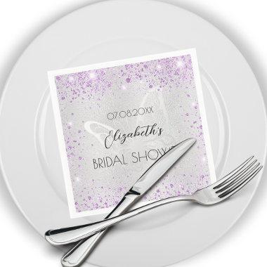 Bridal Shower silver violet sparkles butterfly Napkins