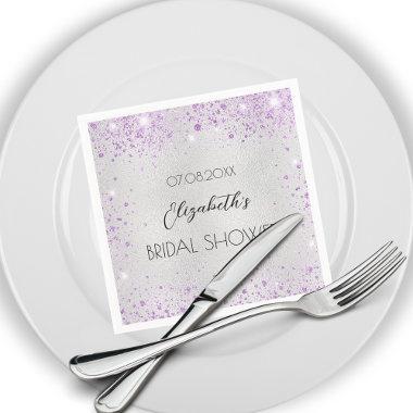 Bridal Shower silver violet sparkles Napkins
