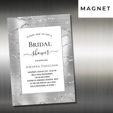 Bridal Shower silver white glamorous luxury Magnetic Invitations