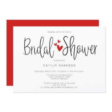 Bridal Shower Simple Black White Red Invitations