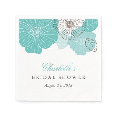 Simple Chic White Mint Green Floral Paper Napkins