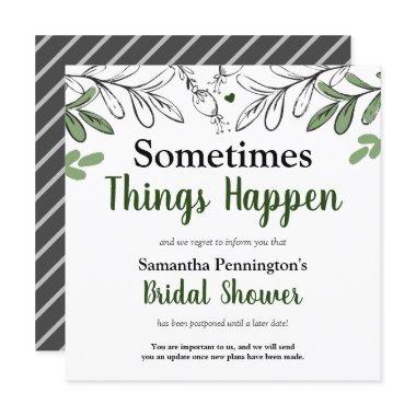 Bridal Shower Sometimes Things Happen Postponed Invitations