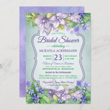Bridal Shower Spring Wedding Watercolor Violets Invitations