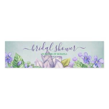 Spring Wedding Watercolor Violets Water Bottle Label