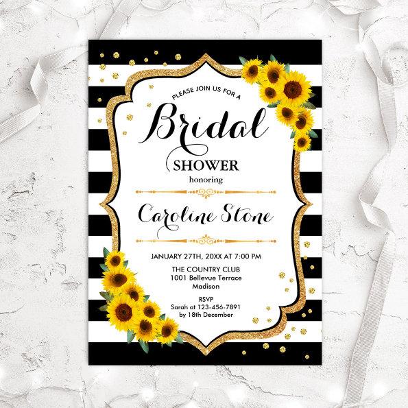 Bridal Shower - Stripes Sunflowers Invitations