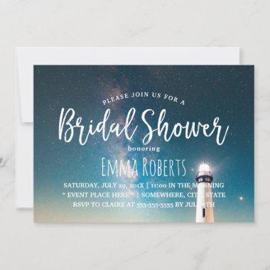 Bridal Shower Summer Night Lighthouse Invitations