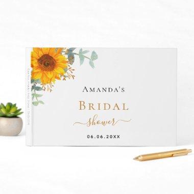 Bridal Shower sunflower eucalyptus rustic name Guest Book