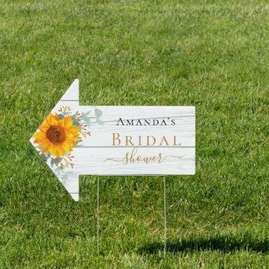 Bridal Shower sunflower eucalyptus wood arrow Sign