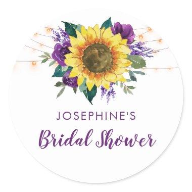 Sunflower Lights Purple Floral Classic Round Sticker