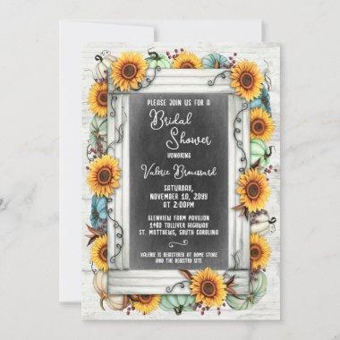 Bridal Shower Sunflower Pumpkin Rustic Fall Farm Invitations