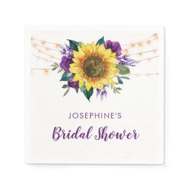 Bridal Shower Sunflower Purple Roses Napkins