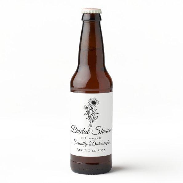 Sunflower Wedding Rustic Wildflowers Beer Bottle Label