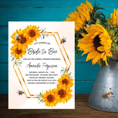 Bridal shower sunflowers bee geometric invitation postInvitations