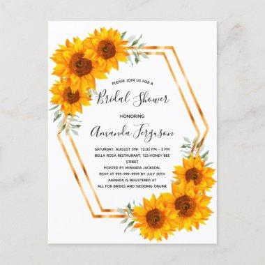 Bridal Shower sunflowers elegant invitation PostInvitations