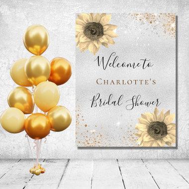 Bridal Shower sunflowers silver gold welcome Poster