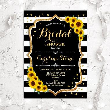 Bridal Shower - Sunflowers Stripes Invitations