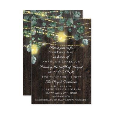 Bridal Shower Sweet 16 Wood Jars Light Eucaliptus Invitations