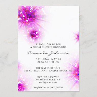 Bridal Shower Sweet 16th Abstract Pink White Invitations