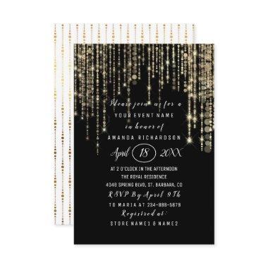 Sweet 16th Black White Gold Stripes