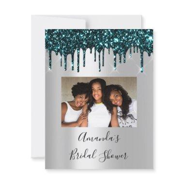 Sweet 16th Drips Silver Teal Photo