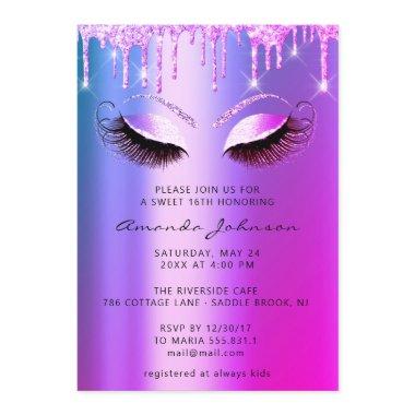 Bridal Shower Sweet 16th Glitter Pink Eye Drips Invitations