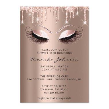 Bridal Shower Sweet 16th Glitter Rose Eye Drips Invitations