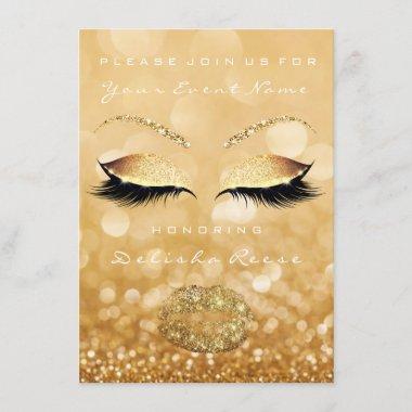 Bridal Shower Sweet 16th Gold Sparkly Glitter Invitations