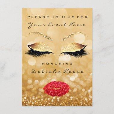 Bridal Shower Sweet 16th Gold Sparkly Glitter Red Invitations
