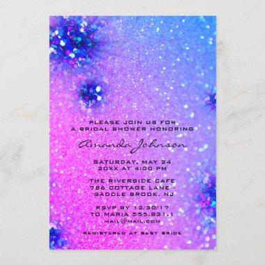 Bridal Shower Sweet 16th Holographic Glitter Pink Invitations
