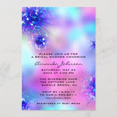Bridal Shower Sweet 16th Holographic Pink Invitations
