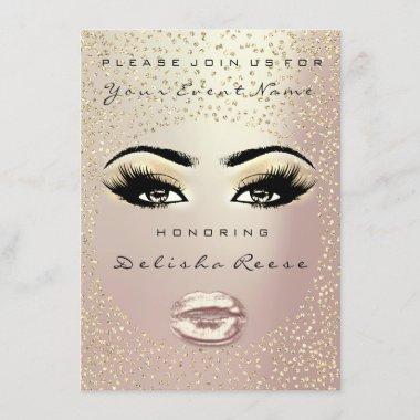 Bridal Shower Sweet 16th Kiss Lip Makeup Rose Blus Invitations