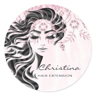 Bridal Shower Sweet 16th Lashes Makeup Pink Classic Round Sticker