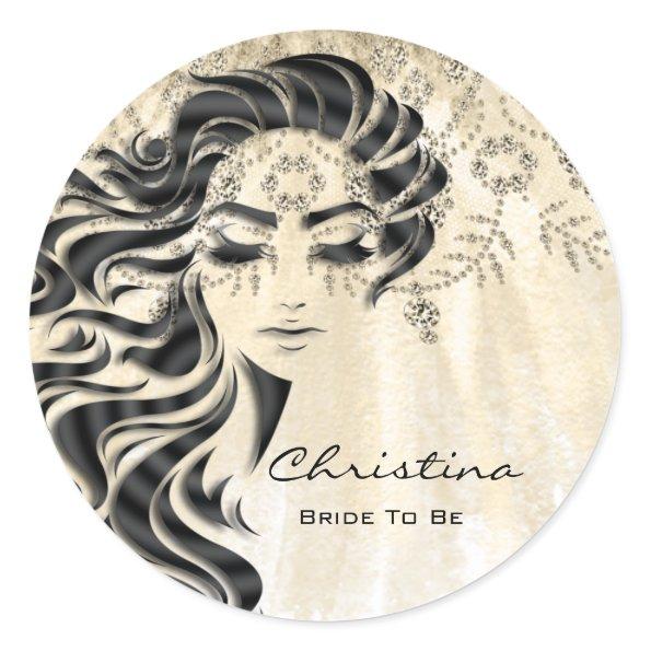 Bridal Shower Sweet 16th Lashes Makeup Princess Classic Round Sticker