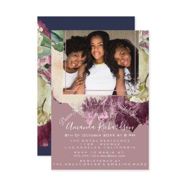 Bridal Shower Sweet 16th Photo Blush Roses Floral Invitations