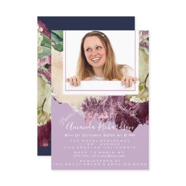 Sweet 16th Photo Navy Purple Floral