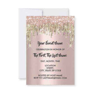 Sweet 16th Rose Glitter Drips