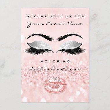 Bridal Shower Sweet 16th Rose Kiss Glitter Blush Invitations